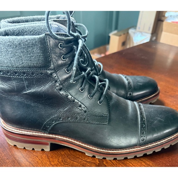 Johnston & Murphy J&M Karnes Mens Black Leather Brogue Cap Toe Boots 10M 20-2925 main image 7